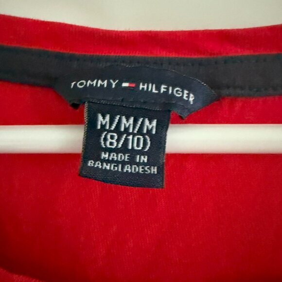 Tommy Hilfiger Girls T-Shirt Dress Cotton Crew Neck RED Size M (8-10) - Preloved - Picture 6 of 7